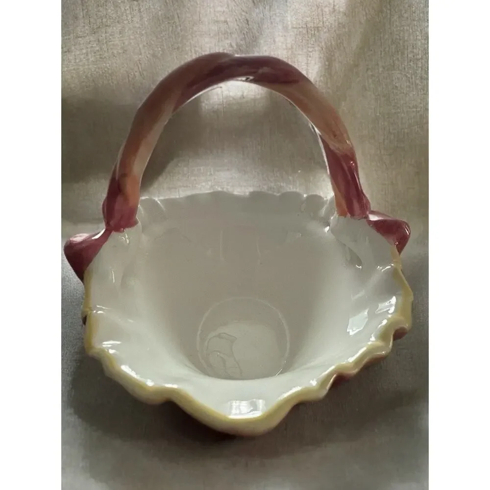 Ashley Collection Ceramic Decorative Basket Floral Multicolor Glossy Oval